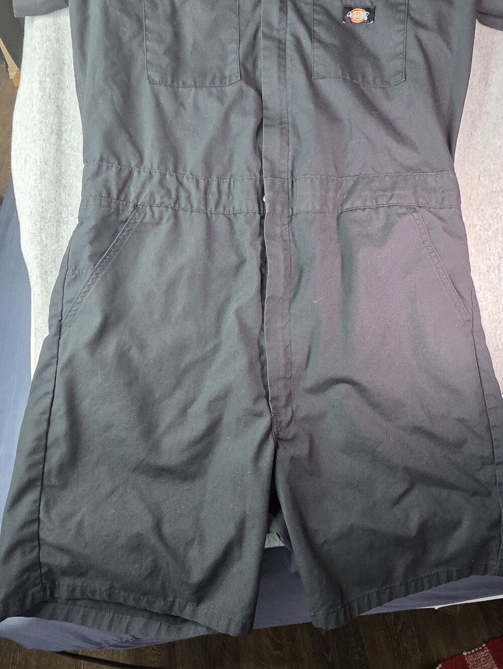 Dickies Mens Short Sleeve Coveralls Black Utility Romper Shorts Jumpsuit Size M